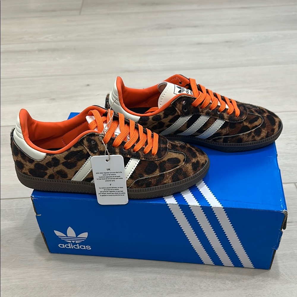 Adidas Men's Leopard Print Sneakers - Orange and Brown